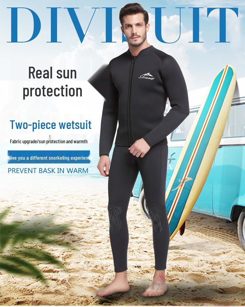 5MM Sharkbat Wetsuit: Unisex Fleece-Lined, Cut & Puncture-Resistant, Compression Deep Diving Two-Piece Surf Suit