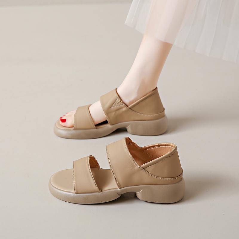 Fashion New Fashion Simple Open Toe Sandals Round Toe Thick Sole Romen Beach Sport Sandals Female Casual Flat Sandalias