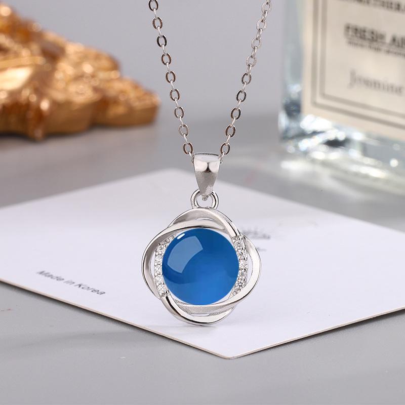 Этническое колье с подвеской из циркона и зеленого агата с желтым, красным, белым халцедоном для женщин