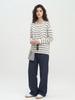 Women's Lightweight Striped Wool Pullover Sweater & Scarf Set - Anti-static, Machine Washable