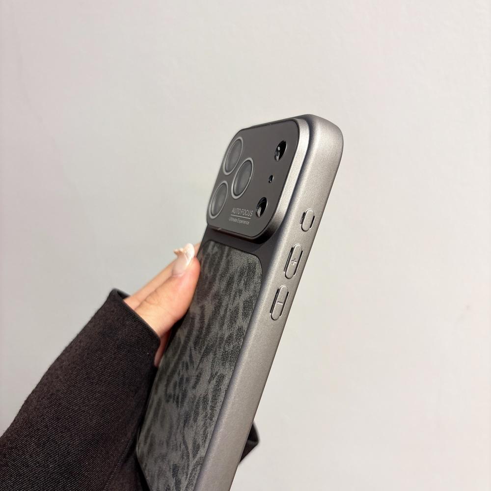 Роскошный чехол для телефона из PU-кожи с текстурой леопардового принта для iPhone 17 16 15 14 13 Pro Max, матовый, ударопрочный бампер, чехол с большим окном
