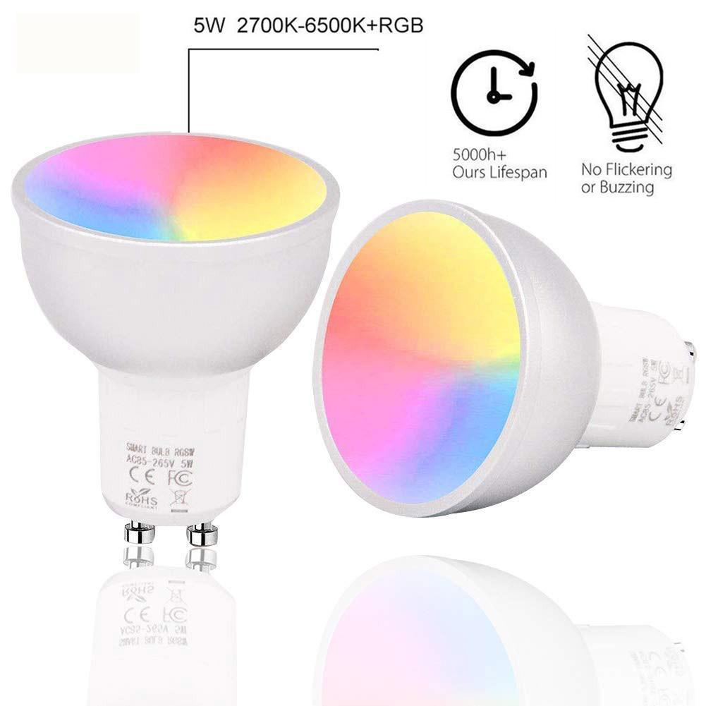 Новые умные светодиодные лампы GU10 WiFi RGBW 5 Вт, лампы с дистанционным управлением и регулируемой яркостью через приложение