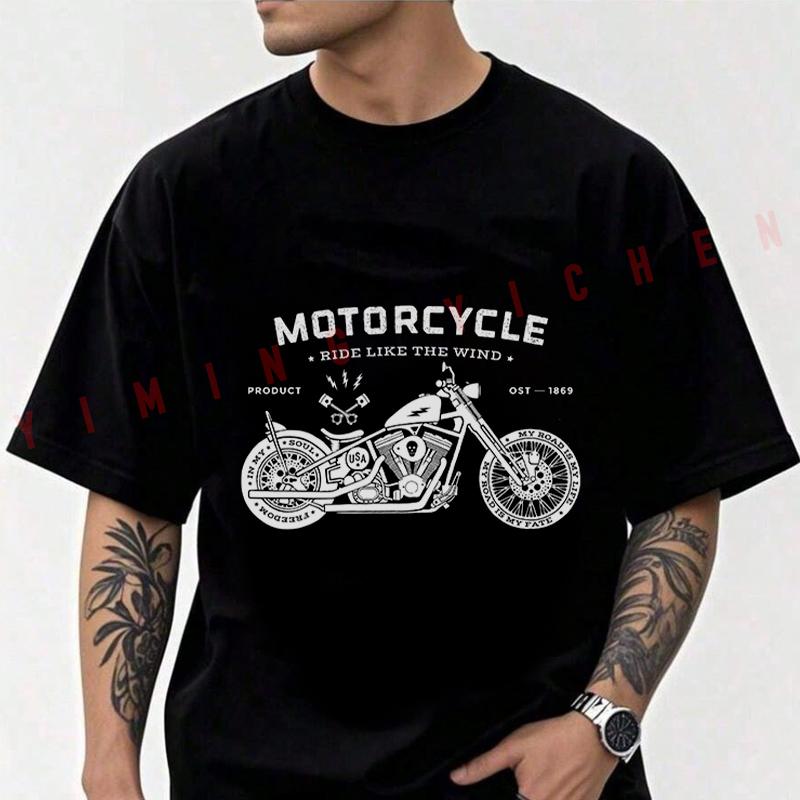 Vintage Race Motorcycle Old School Style Men T-shirt High Quality Funny Cotton Casual Cool Short Sleeve Hip Hop Tees