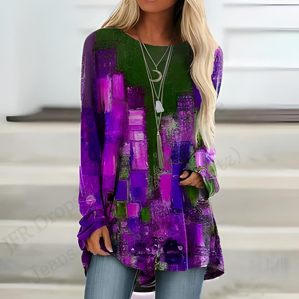 2025 Новая модная футболка с длинным рукавом, винтажный узор, 3D-принт, футболка для женщин, повседневная длинная футболка с круглым вырезом, женская верхняя одежда