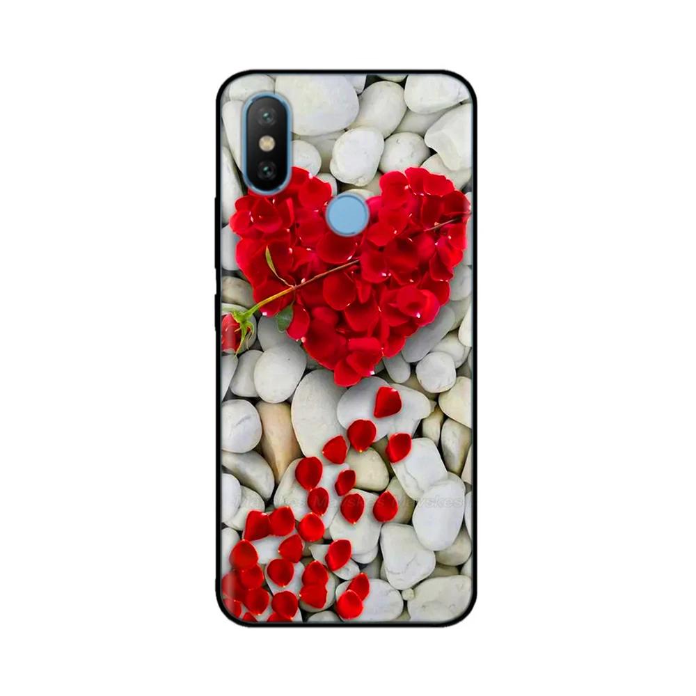 Чехол для Xiaomi Mi A2 Lite MiA2, Милый Цветок Сердце на Задней Крышке, Мягкий Силиконовый Чехол для Телефона для Xiaomi Mi A2 Lite A2lite, Фундас Бампер