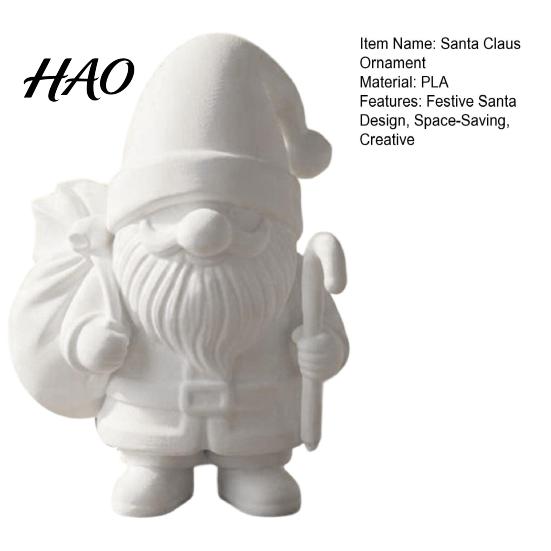 Holiday Tabletop Decor 3D Printed Santa Claus Figure for DIY Painting, Christmas Personalized Gift Ornament, White Resin Figurine Desk Shelf