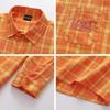 Mens Vintage Floral Embroidered Plaid Long Sleeve Shirt Loose Fit Casual All-Match Couple Blouse