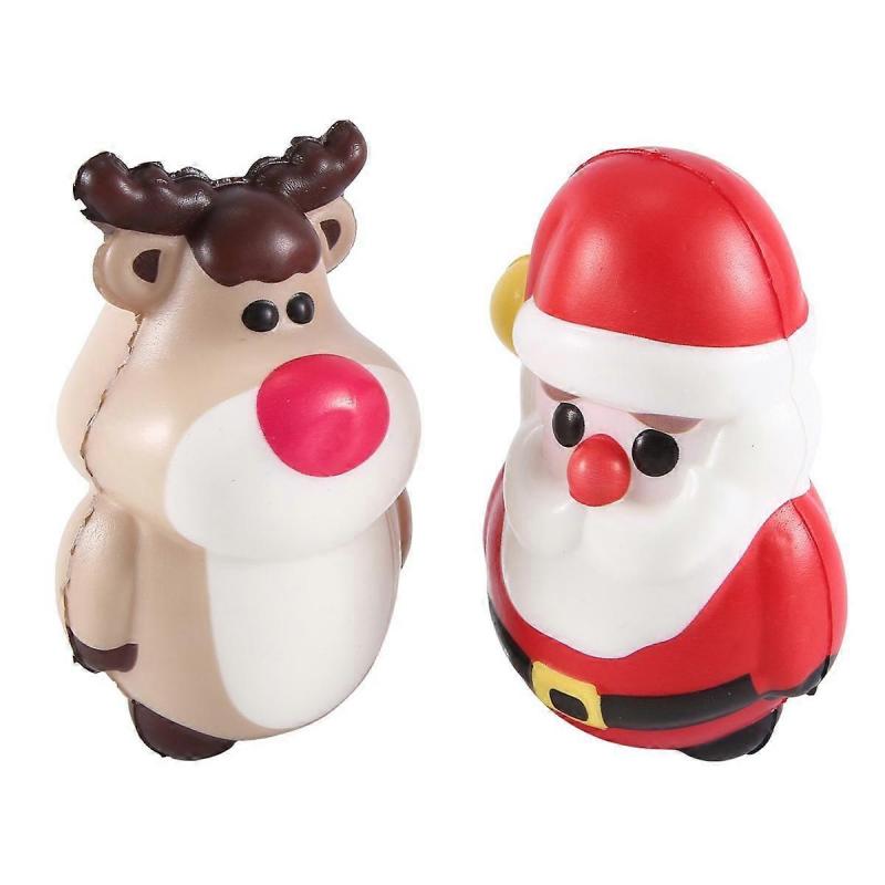 4Pcs PU Squishy Anti Stress Reliever Toy Doll Reindeer Christmas Gift Slow Rebound Antistress Squee
