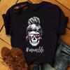 Skull Head Momlife Print Women T Shirt Short Sleeve O Neck Loose Women Tshirt Ladies Tee Shirt Tops Camisetas Mujer