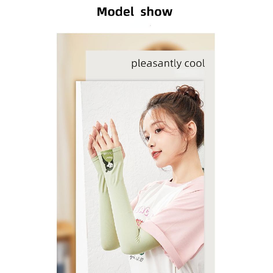 Летний солнцезащитный рукав, многоцветная защита рук для защиты от комаров, езда, мультяшная леди, вождение, ледяной шелк