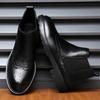 British Style Casual Leather Men's Chelsea Boots New Arrival Man Ankle Boots Comfy Elastic Strap Brogue Shoes Business Footwear