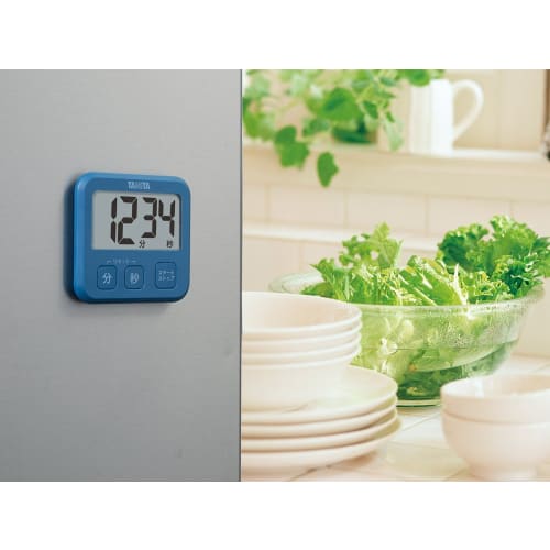 Tanita Kitchen Study Timer with Magnet, Large Screen, Slim, Blue, TD-408 BL