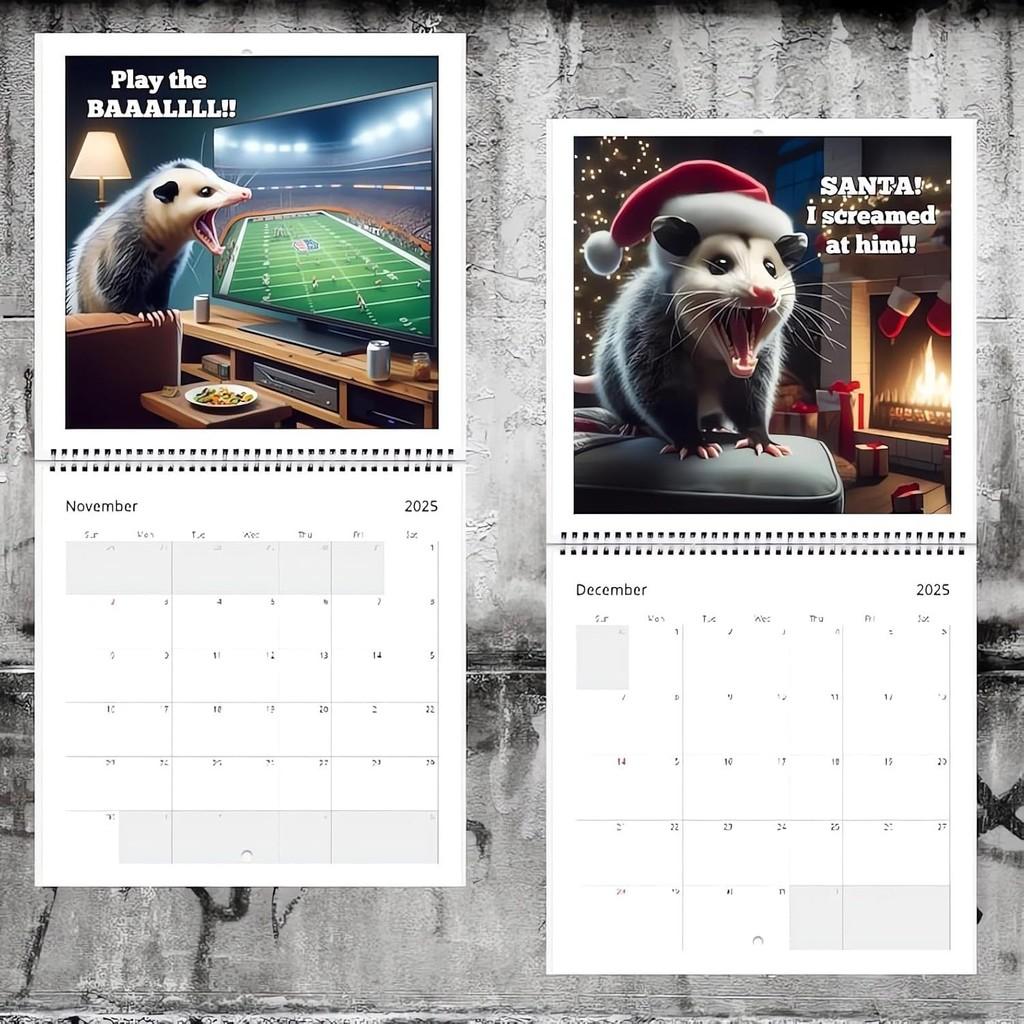 2025 Screaming Possum Calendar Featuring Adorable Artwork For Unique Home Decor Gifts