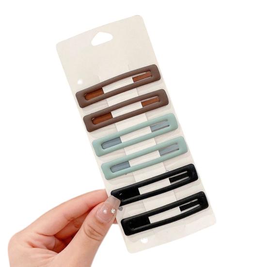 6Pcs Girl Hairpin Matte Color Rectangular Hair Clips Stable Non-Slip BB Clip Face Slimming Versatile Hair Styling