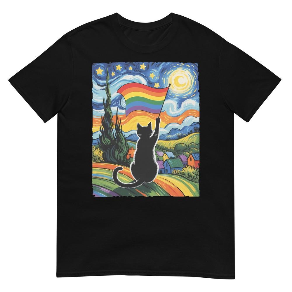 Gay Pride Cat Art Cat Starry Night Style Lgbtq Pride Support TShirt