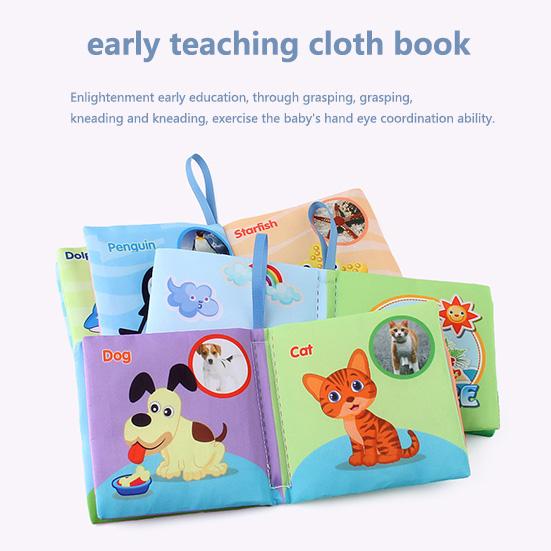 Детская тканевая книга, книга для раннего образования, английская тканевая книга, хвосты животных, познавательные игрушки для раннего образования