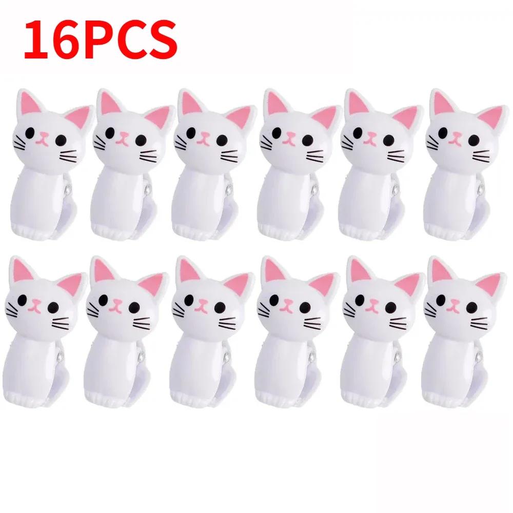 16/2 шт. мультяшные зажимы для еды для кошек, пластиковые зажимы для закусок, хлеба, прищепки для белья, зажим для хранения в домашнем офисе