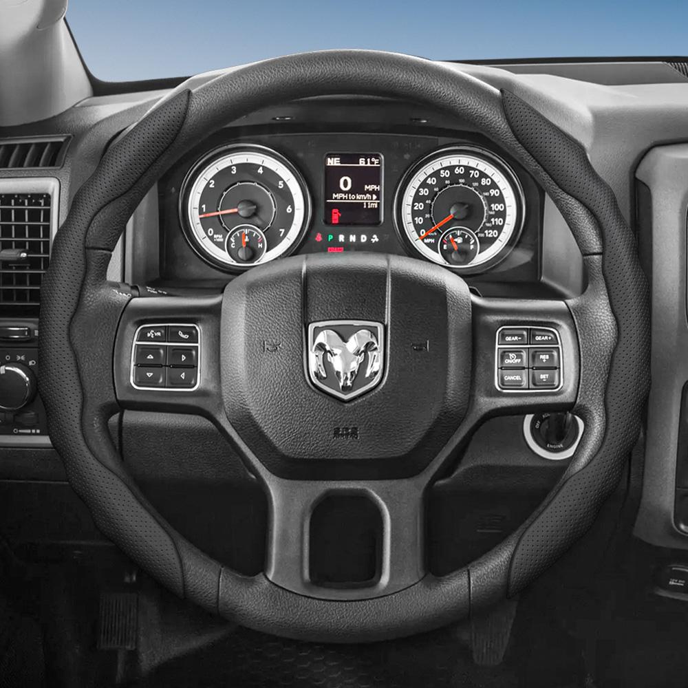 bpzsw1 Steering Wheel Cover Suitable for Ram, Wave-Shaped Sport Design, Breathable Leather, Segmented, Non-Slip, Sweat-Absorbent, for Pickup Promaster