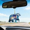 1/2/3/4/5Pcs Christmas Acrylic Polar Bear Hanging Decoration Car Rearview Mirror Xmas Tree 2D Flat Stained Glass Bear Hanging Ornament