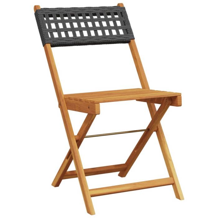 VidaXL Ensemble de bistro 3 pcs noir résine tressée et bois massif, ensemble de bistro de jardin, ensemble de balcon, 3281838