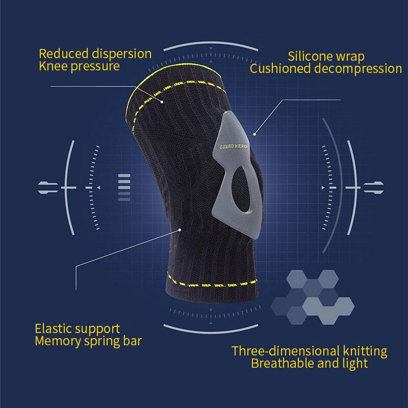 Support 1pcs Silicone Compression Knee Sports Spring Breathable Knee Pads Support For Running Fitness Volleyball Knee Protector