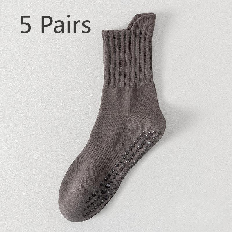 5 Pairs of Full Palm Silicone Non-slip Sports Men's Socks Non-slip Shock-absorbing Running Fitness Sweat-absorbing Breathable Boneless Cotton Socks
