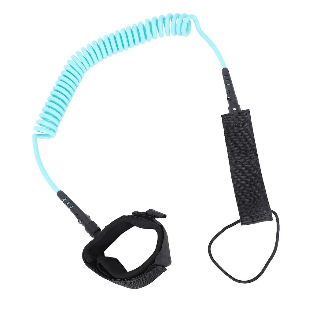 9.8ft Surf Leash Spiral TPU Coiled Stand Up Paddleboard Rope Surfboarding Ankle Strap 360 Degree Rotation Green
