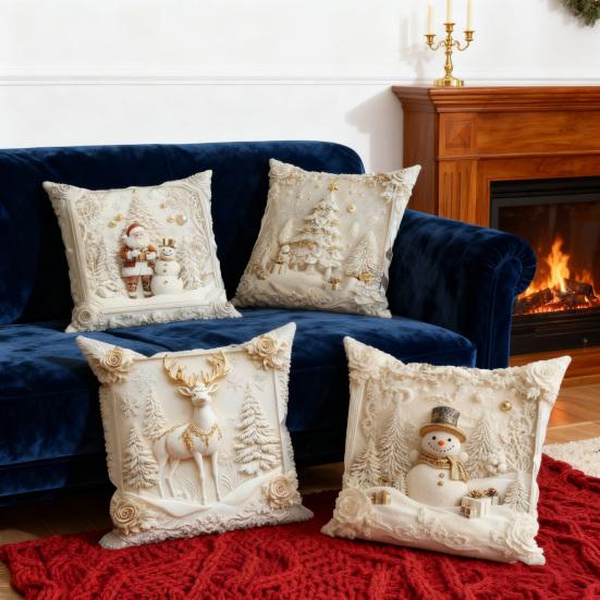 4 шт. Рождественская наволочка на подушку Белая Санта-Клаус Снеговик Рождественская елка Олень Наволочка Рождественская декоративная наволочка для дома Диван Кровать Кушетка