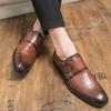 Men Dress Shoes Casual Business Fashion Pu Leather Low Heel Buckle Strap British Style Classic Trendy Loafers for Men Zapatos