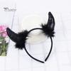 Devil Horn Decor Headband Plush Fabric Handmade Lightweight Elastic Design Hair Hoop Cosplay Parties Halloween Accessories