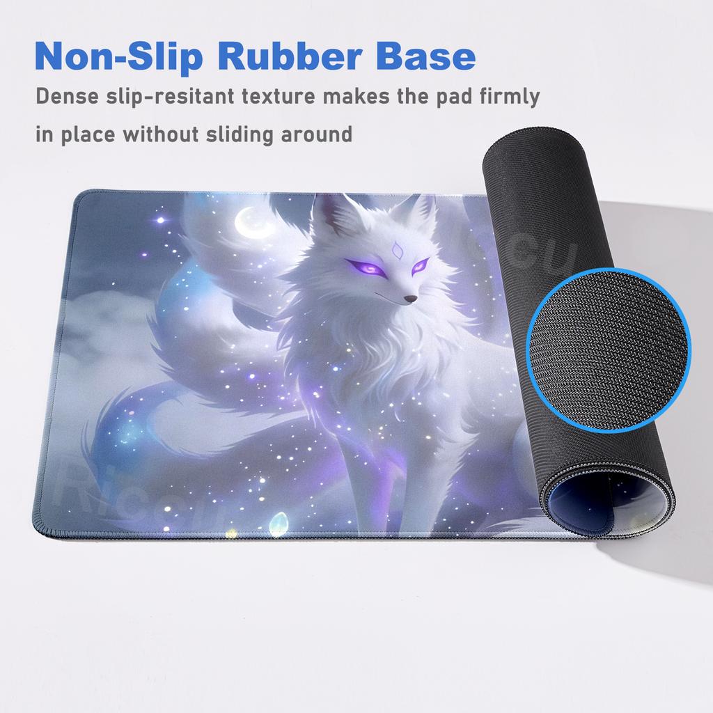 Pink Fox Mouse Mat Anime Mythical Style Mousepad Natural Rubber Gaming Table Pad Extended Nonslip Office Computer Mouse Desk Mat