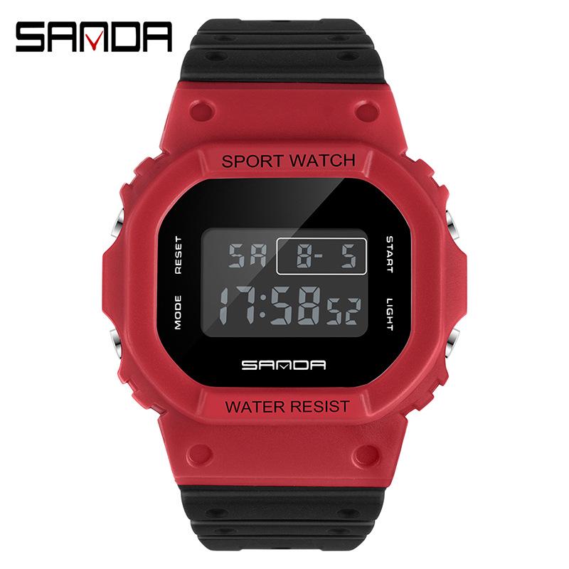 Sanda Multifunctional Waterproof Luminous Square Sport Watch - Fashionable Student Wristwatch