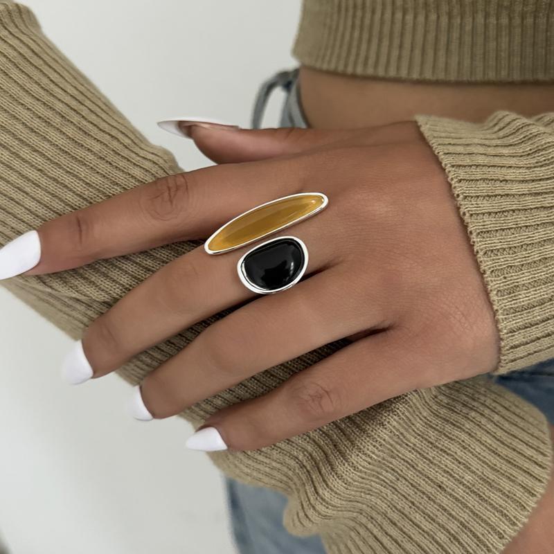 Luxury Red Irregular Zircon Open Ring for Women Vintage Geometric Inlaid Stone Adjustable Ring Vacation Party Jewelry Gift