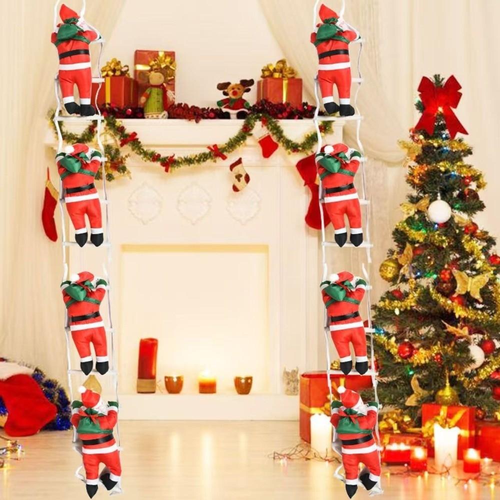 Red Santa Climbing Santa Decoration Rope Ladder Santa Pendant Door Hanging Decor
