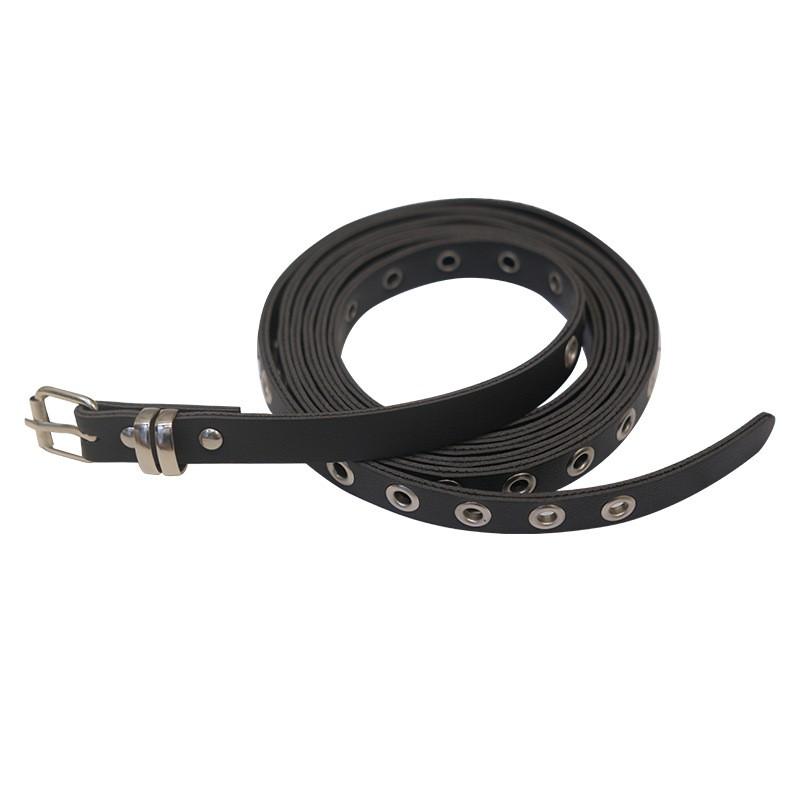 Slim Red Y2K Punk Belt Women No-Drill Installation PU Leather Dual-Layer Waistband Trendy Casual Accessory