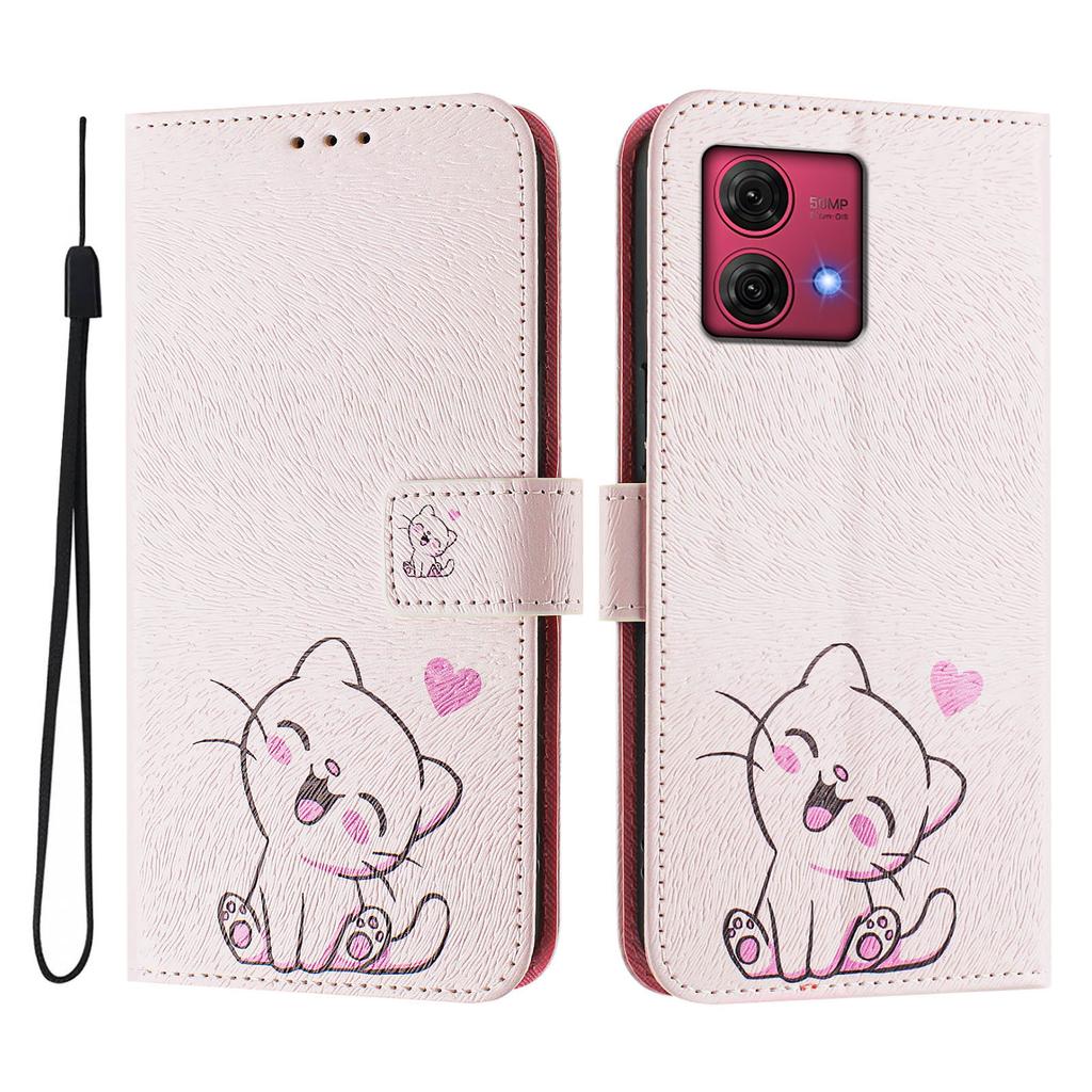 Роскошный кожаный чехол-книжка с милым котом для Motorola Moto G60, G40 Fusion, G10, G20, G30, E7 Power, G Play, G Power, Edge 50 NEO...