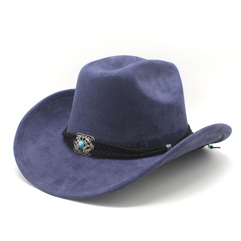 Suede Upturned Edge Western Cowboy Hat Men And Women Outdoor Travel Hat Rolled Brim Ethnic Style Top Hat Felt Hat