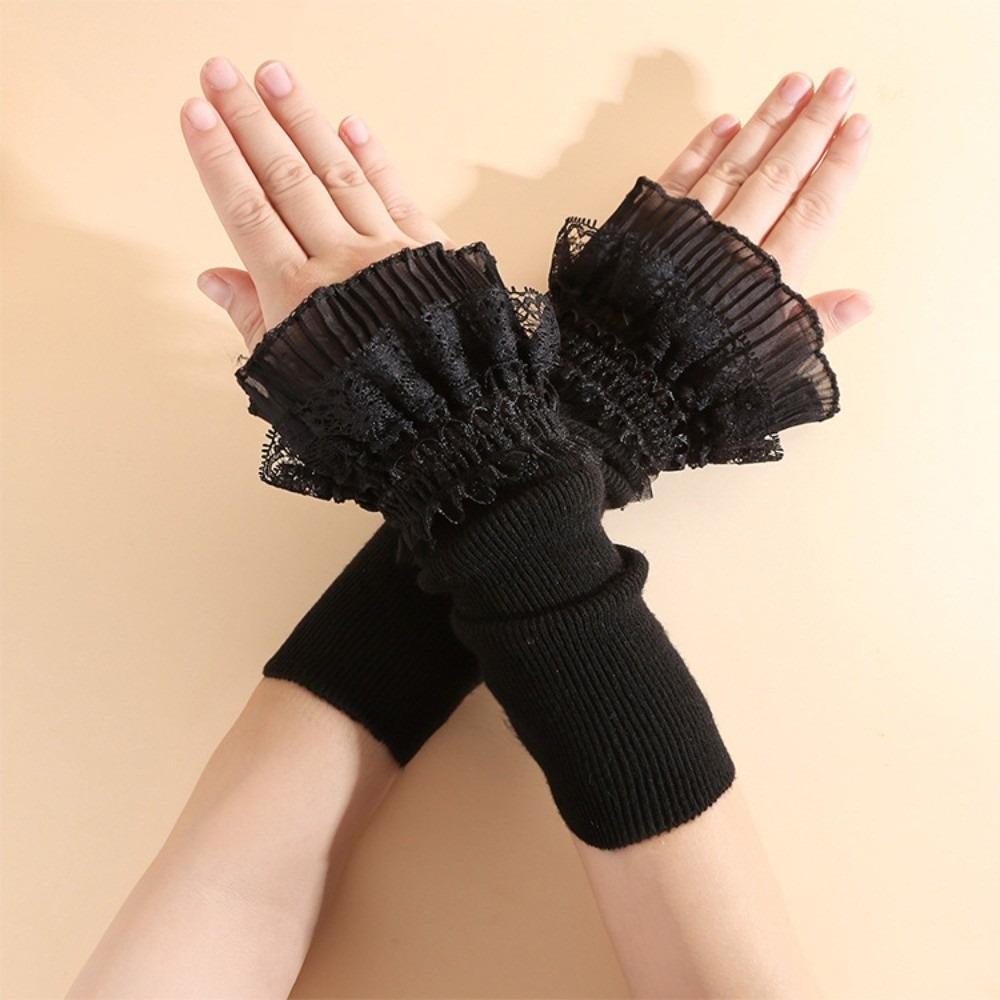Lace Ruffles Lace Sleeves Knitted Lace Wrist Cuffs Vintage Arm Covers for Women