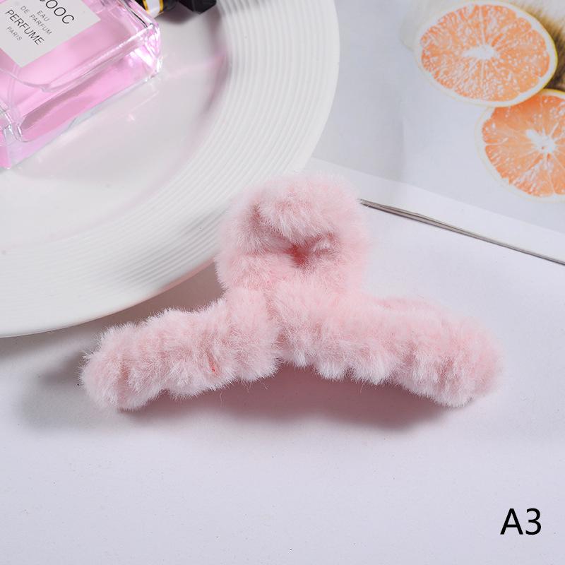 Женский коготь для волос, плюшевый зажим, милый корейский осенне-зимний однотонный, элегантный, акриловый, пушистый