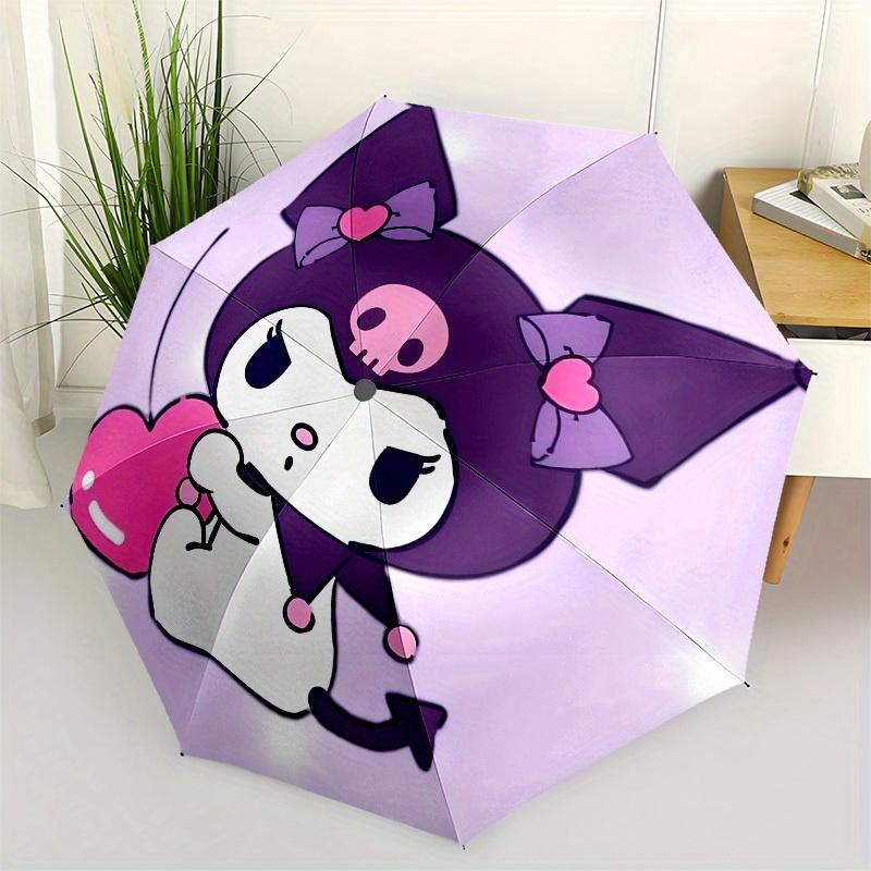 1pc Gothic Kuromi with Heart Umbrella with Plastic Handle,Suitable for All Seasons Home Travel Outdoor UmbrellaSanlio082