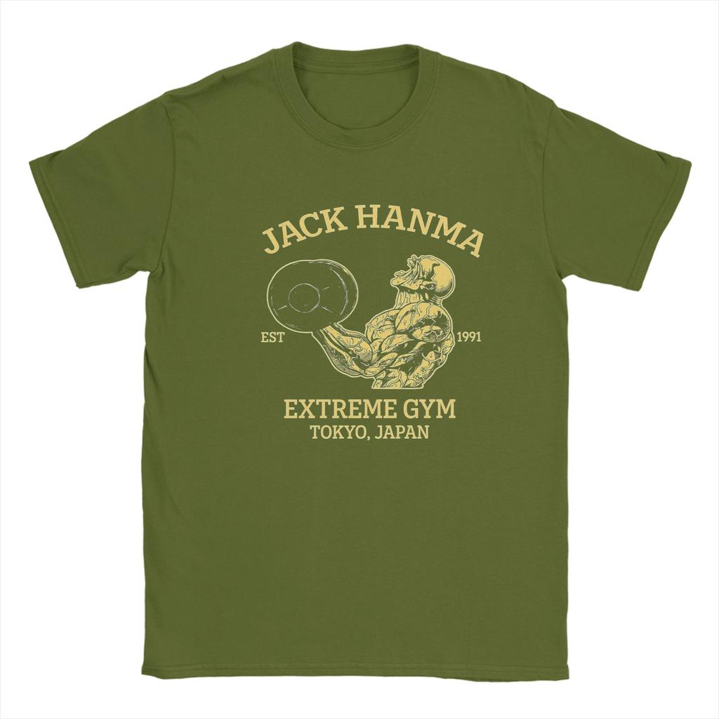 Мужские футболки Jack Hanma Baki the Grappler  Одежда из чистого хлопка Безумные футболки с коротким рукавом и круглым вырезом 4XL 5XL Футболка