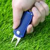 Golf Divot Tool with Pop-up Button Metal Foldable Golf Divot Repair Fork Green