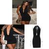 Plastics Dress With High Elasticity And Deep V Neck For Party And Street Style
