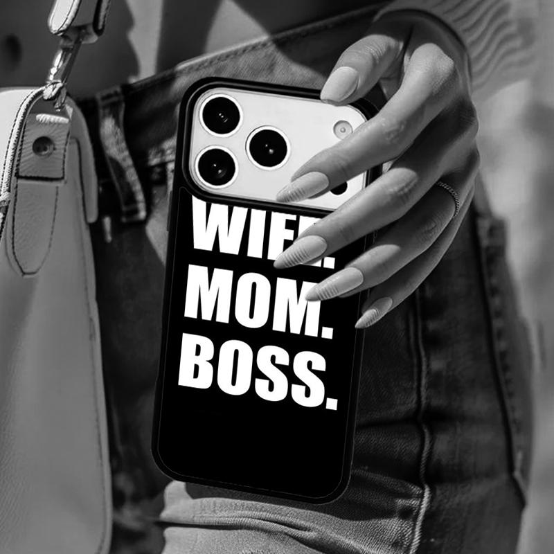 Чехол для телефона Wife Mom Boss funny для iPhone 17 Air 14 15 13 12 Max Чехол для Apple 16e 11 Pro Max Plus Coque