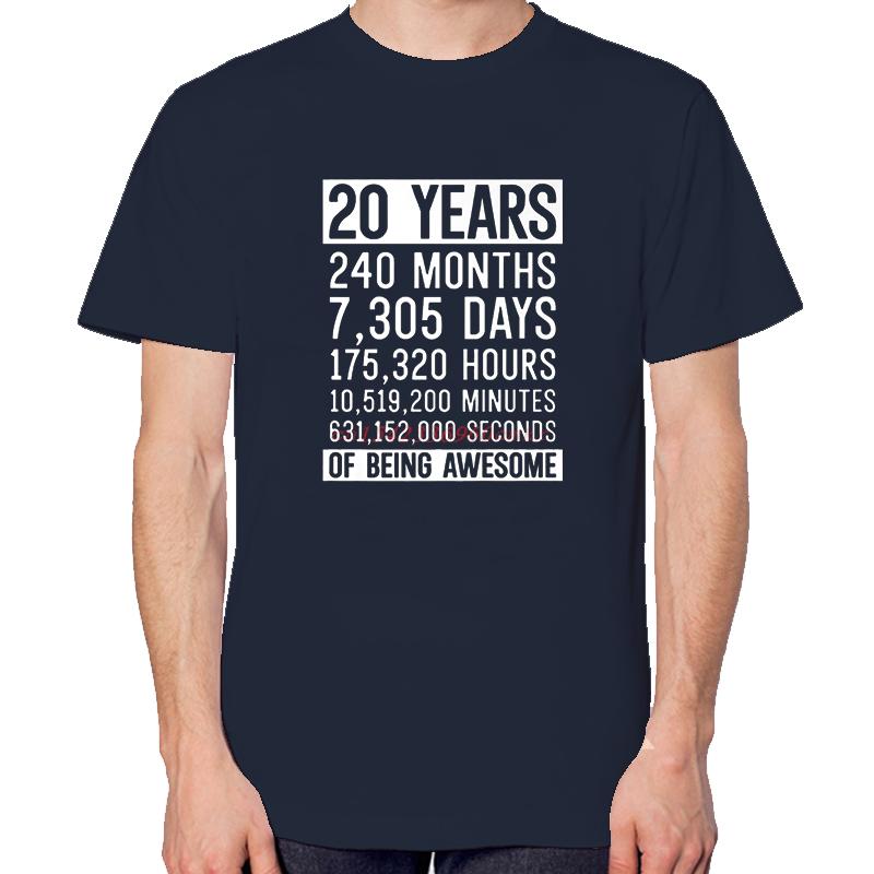 Unisex 20th Birthday Graphic Tshirt Fashion Summer Cotton Print Top For Unisex And Unisex