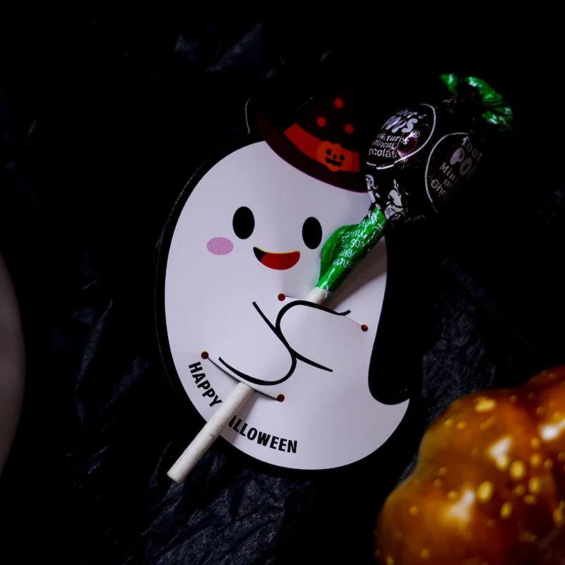 50Pcs Halloween Candy Package Card Ghost Pumpkin Lollipop Holder Cards Kids Halloween Party Home Diy Decor Supplies