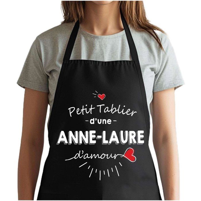 Tablier de cuisine - Anne-Laure d'amour - Noir - Coton résistant - Impression bretonne