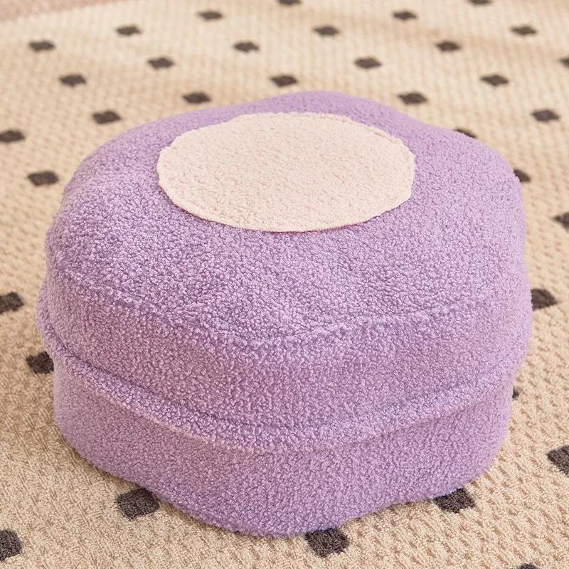 Чехол для пуфа Comfort из овечьей шерсти/кожи PU с переносной ручкой, японский пуф, напольная подушка для сиденья (БЕЗ внутреннего наполнения)