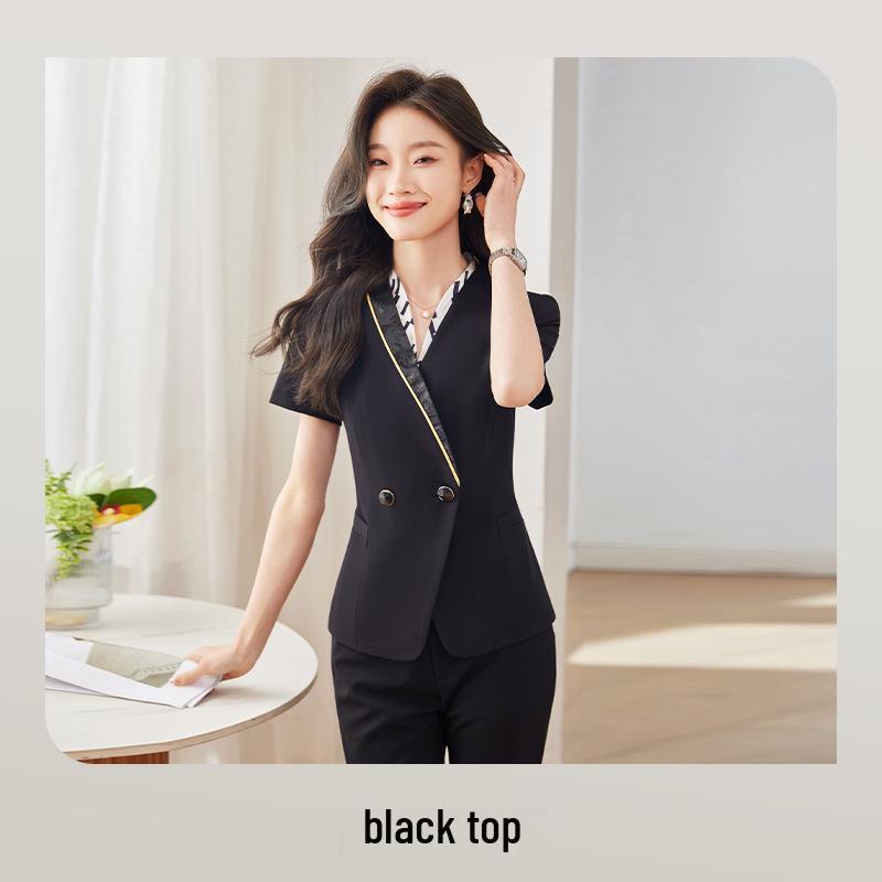 Women's Professional Flight Attendant Skirt Suit - Elegant Summer Workwear for Jewelry Stores & Hotels