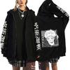 Anime Jujutsu Kaisen Gojo Satoru Pattern Print Zipper Hooded Sweatshirt Cardigan Fashion Fleece Men's Women's Sweatshirts